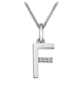 American Jewelry Sterling Silver Hot Diamonds F Initial Necklace