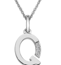 American Jewelry Sterling Silver Hot Diamonds Q Initial Necklace