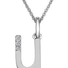 American Jewelry Sterling Silver Hot Diamonds U Initial Necklace