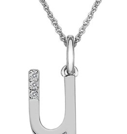 American Jewelry Sterling Silver Hot Diamonds U Initial Necklace