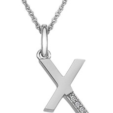 American Jewelry Sterling Silver Hot Diamonds X Initial Necklace