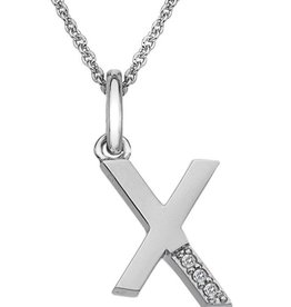 American Jewelry Sterling Silver Hot Diamonds X Initial Necklace