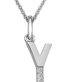 American Jewelry Sterling Silver Hot Diamonds Y Initial Necklace