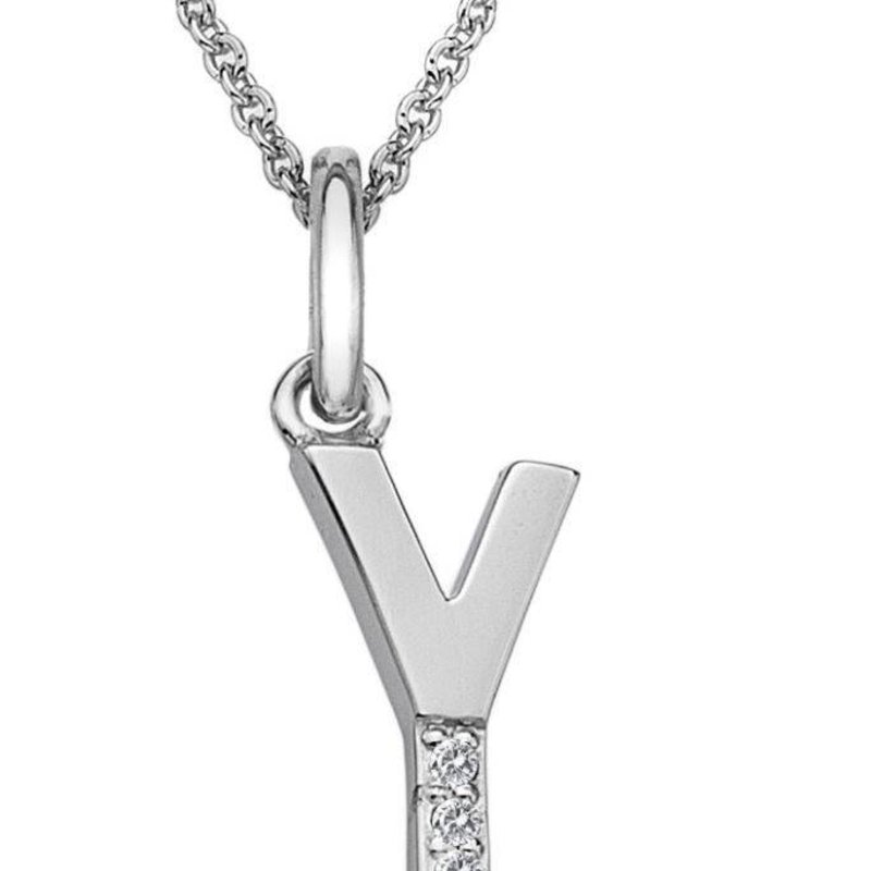 American Jewelry Sterling Silver Hot Diamonds Y Initial Necklace