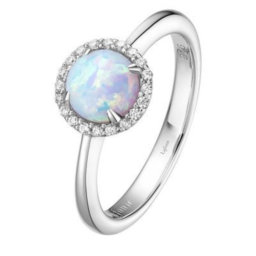 Lafonn Lafonn 1.05ctw October Birthstone Ring, Simulated Diamonds & Opal, Sterling Silver (Size 7)