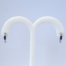 American Jewelry 14k White Gold .05ctw Round Brilliant Diamond & Sapphire Hoop Earrings