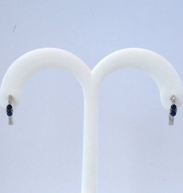 American Jewelry 14k White Gold .05ctw Round Brilliant Diamond & Sapphire Hoop Earrings