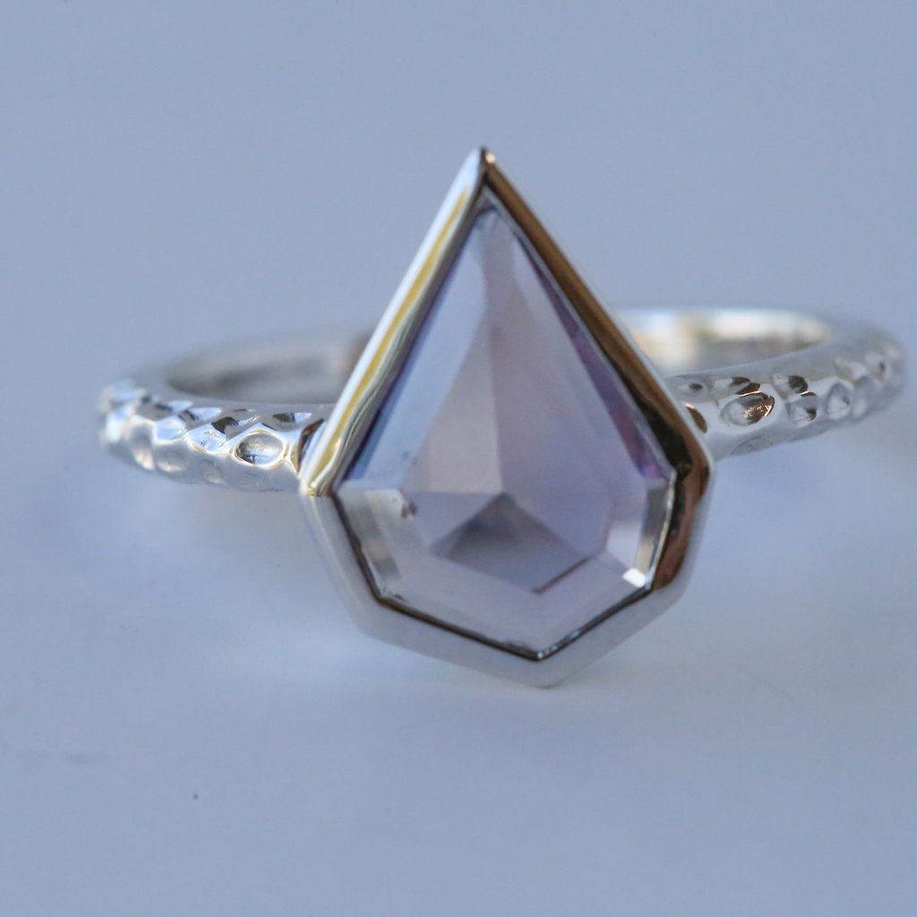 14k White Gold 1.64ct Geometric Slab Cut Sapphire Ring (size 6.5)