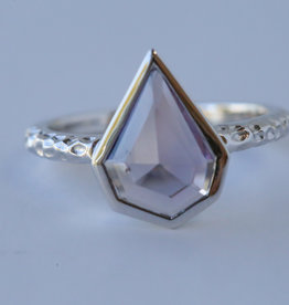 14k White Gold 1.64ct Geometric Slab Cut Sapphire Ring (size 6.5)