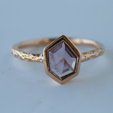 14k Rose Gold .95ct Geometric Slab Cut Pink Sapphire Ring (size 6.5)