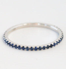 14k White Gold .36ctw Blue Sapphire Stackable Ring (size 6.5)