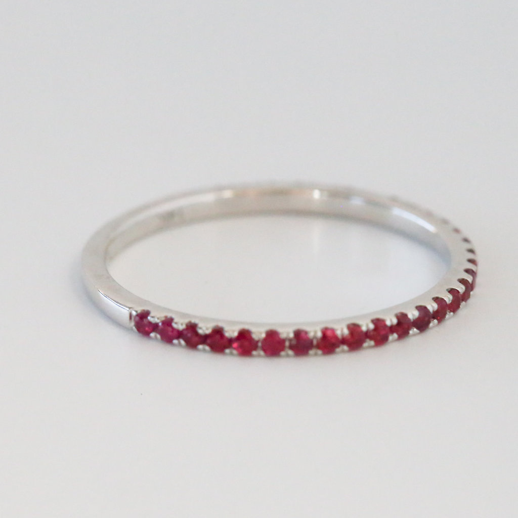 14k White Gold 1/3ctw Ruby Stackable Ring (size 6.5)