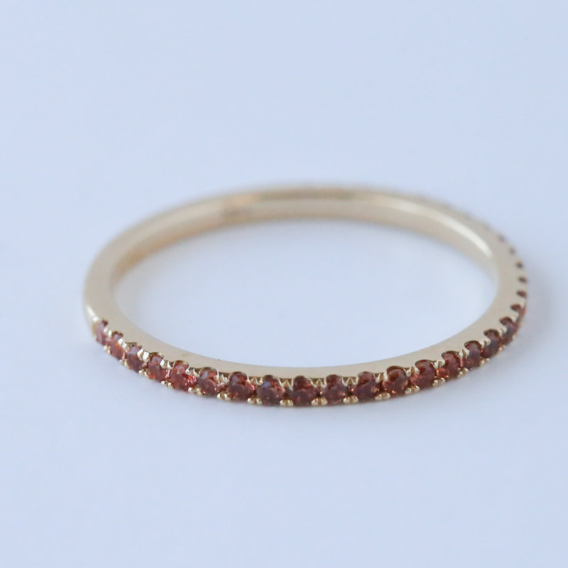 14k Yellow Gold 1/3ctw Orange Sapphire Stackable Ring