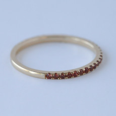 14k Yellow Gold 1/3ctw Orange Sapphire Stackable Ring