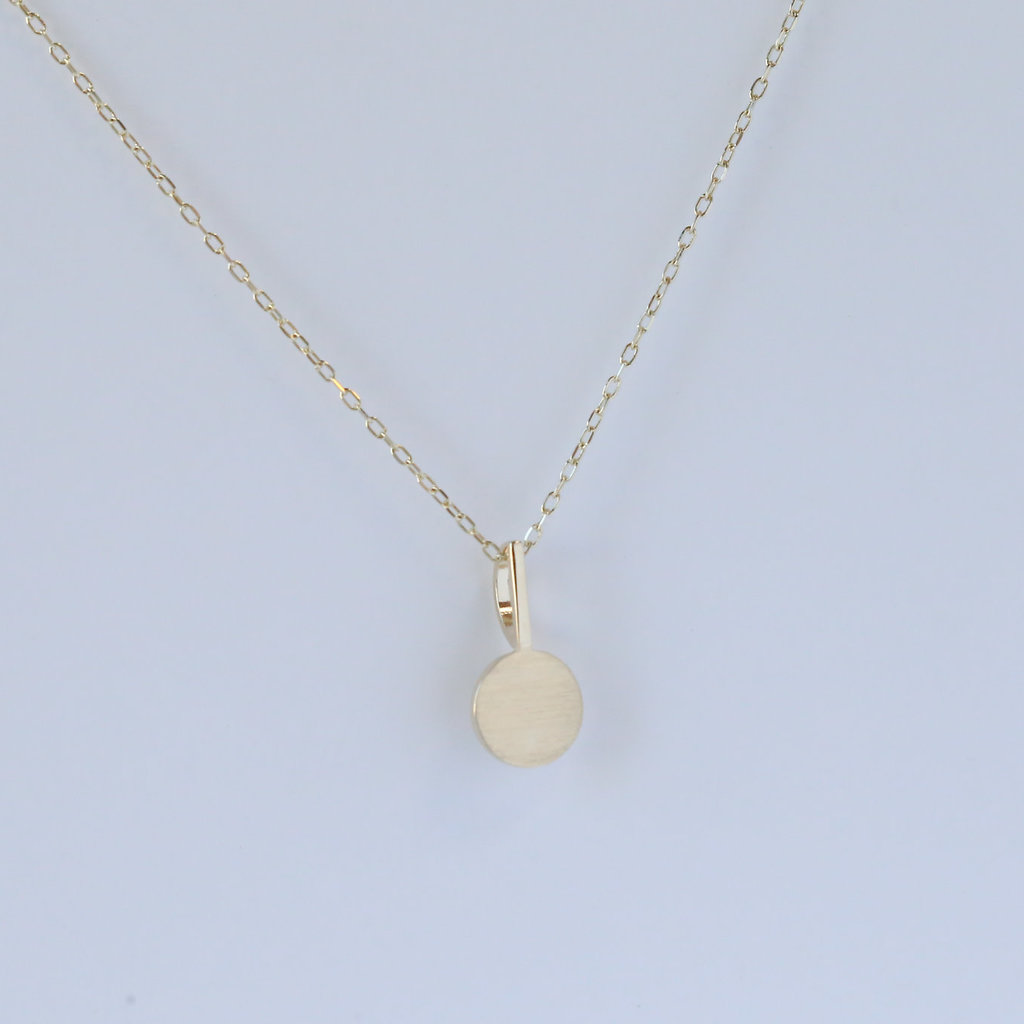 14k Yellow Gold Engravable Disc Pendant 18