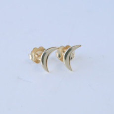 14k Yellow Gold Crescent Moon Stud Earrings