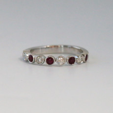 14k White Gold .22ctw Diamond and .36ctw Ruby Stackable Band (size 7)