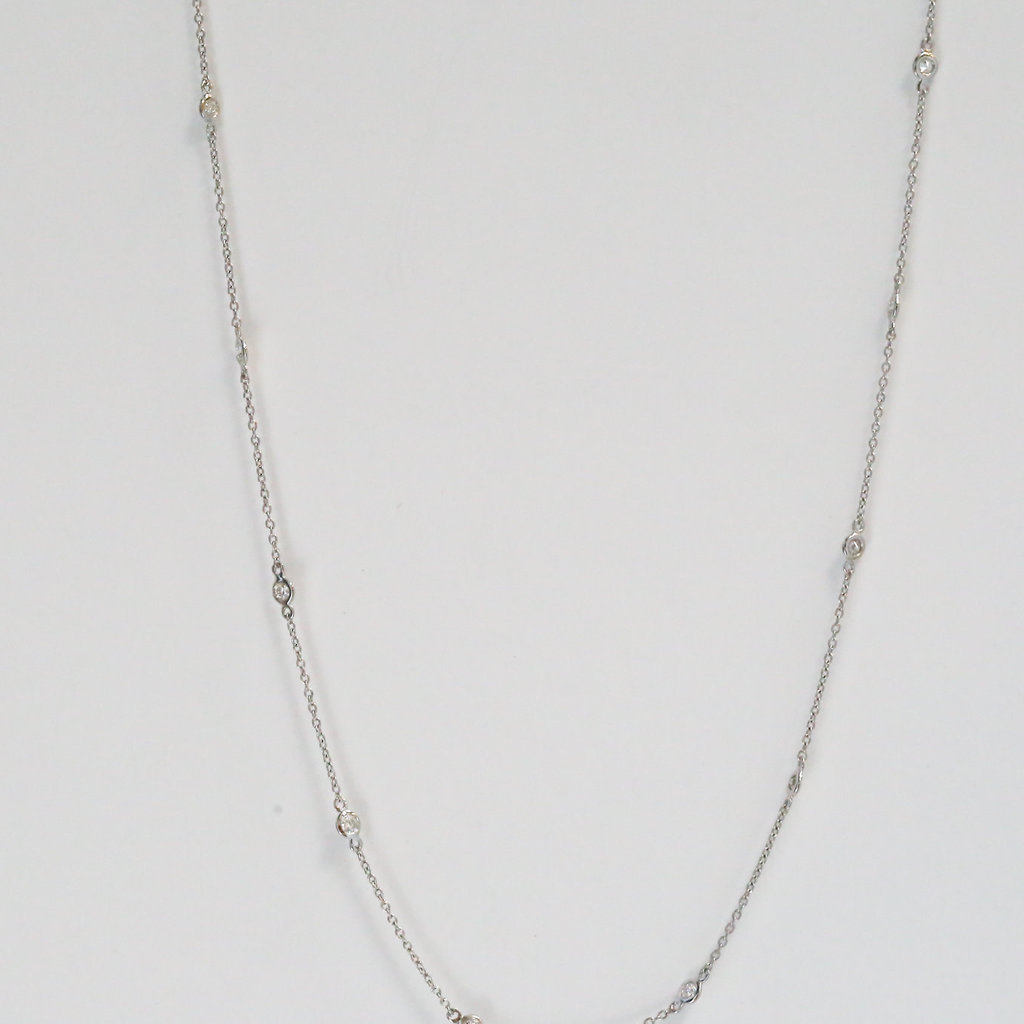 14k White Gold .46ctw Diamond By The Yard Necklace 18"