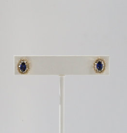 14k Yellow Gold .70ctw Diamond and .98ctw Sapphire Halo Stud Earrings