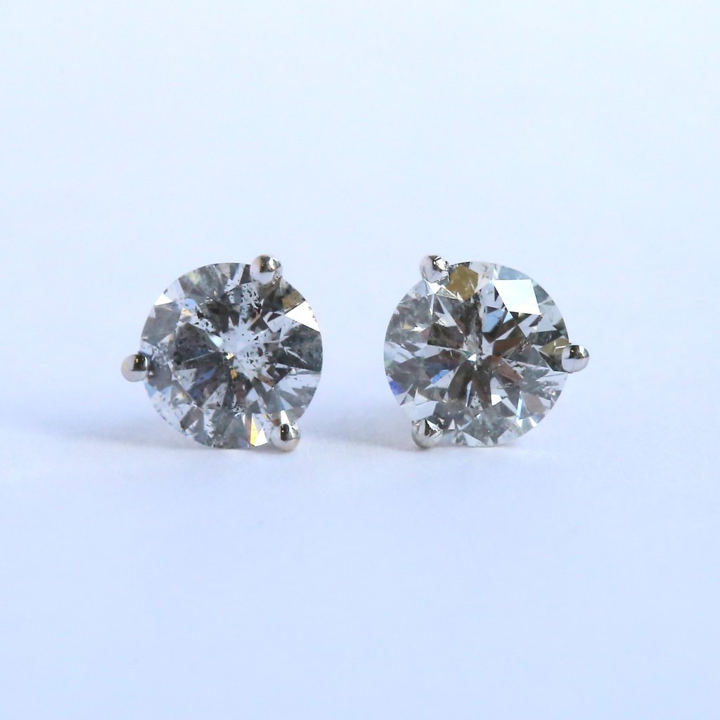 American Jewelry 14k White Gold 2ctw H/I2 Round Brilliant Diamond Stud Earrings
