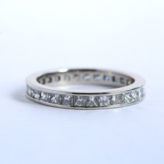 American Jewelry 14k White Gold 3ctw Princess Cut Chanel Set Eternity Band (Size 8)