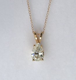 American Jewelry 14k Yellow Gold .84ct GIA J/VS2 Pear Shape Solitaire Diamond Necklace