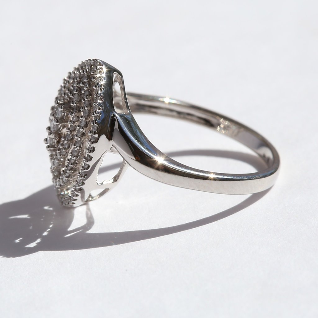 American Jewelry 14k White Gold .50ctw Round Brilliant Diamond Openwork Marquise Shape Fashion Ring (Size 7)
