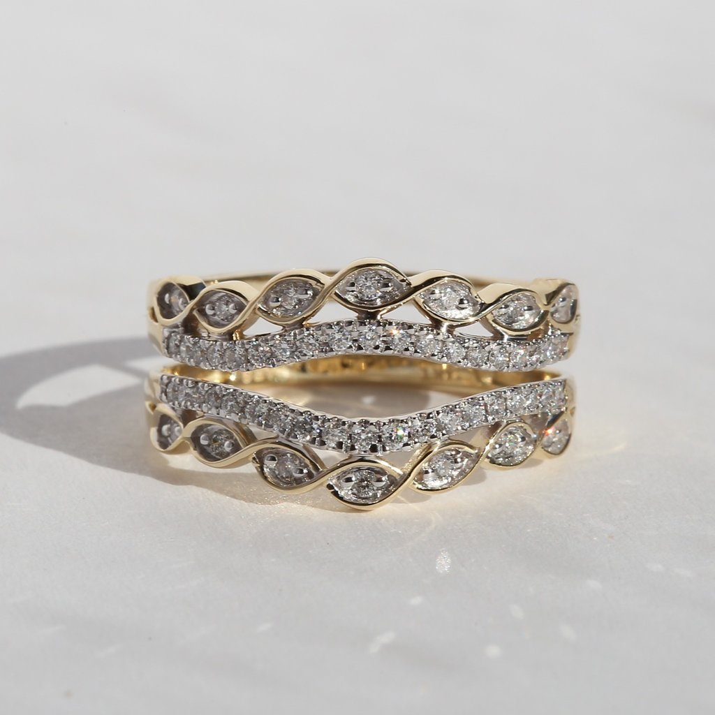 14K Yellow Gold Diamond Ring Guard