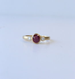 14K Yellow Gold 1.15ct Ruby & .12ctw Diamond Bezel Set Ring