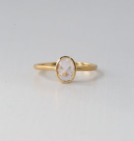 14k Yellow Gold 1/2ct Oval Rosecut Light Pink Sapphire Bezel Satin Finish Ring (Size 6.5)