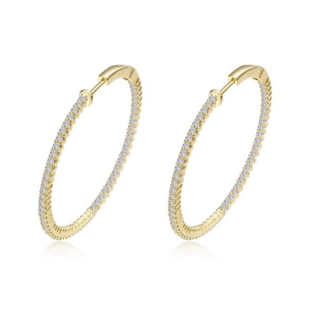 Lafonn Lafonn Sterling Silver Gold Plated 1.77ctw 35mm Hoop Earrings