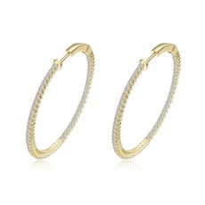 Lafonn Lafonn Sterling Silver 14k Gold Plated 1.77ctw Simulated Dia Hoop Earrings