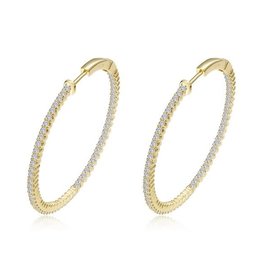 Lafonn Lafonn Sterling Silver Gold Plated 1.77ctw 35mm Hoop Earrings