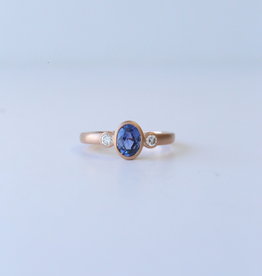 14K Rose Gold Purple Sapphire .13ctw Diamond Bezel Set Ring (size 6.5)