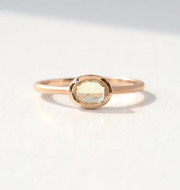 14K Rose Gold 1/2ct Sideways Oval Rosecut Peach  Sapphire Bezel Ring (Size 6.5)