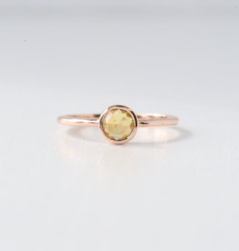 14k Rose Gold 1/2ct Round Rosecut Orange Sapphire Bezel Ring (Size 6.5)