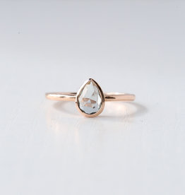 14k Rose Gold 1/2ct Pear Rosecut Blue Sapphire Bezel Ring (Size 6.5)