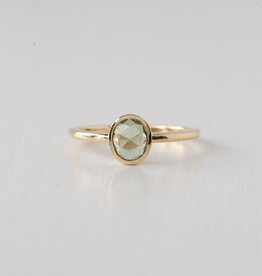 14k Yellow Gold 1/2ct Oval Rosecut Green Sapphire Bezel Ring (Size 6.5)