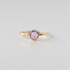 14k Yellow Gold 1/2ct Oval Rosecut Pink Sapphire Bezel Ring (Size 6.5)