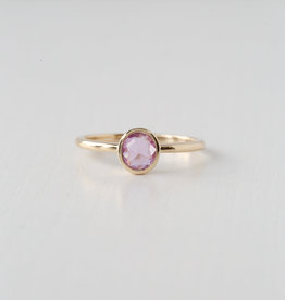 14k Yellow Gold 1/2ct Oval Rosecut Pink Sapphire Bezel Ring (Size 6.5)