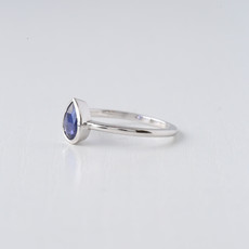 14k White Gold 1/2ct Pear Rosecut Sapphire Sapphire Bezel Ring (Size 6.5)