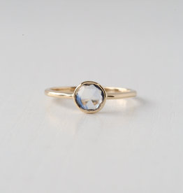 14k Yellow Gold 1/2ct Round Rosecut Blue Sapphire Bezel Ring (Size 6.5)