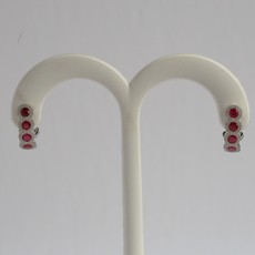 American Jewelry 14k White Gold 1.47ctw Ruby & .23ctw Diamond Hoop Earrings