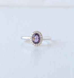 18k White Gold  0.17ctw Diamond Seamless Halo 1.07ct Purple Sapphire Ring (Size 6.5)
