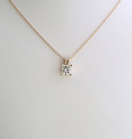 American Jewelry 14k Yellow Gold 1ctw I/SI1 GIA Princess Cut Solitaire Diamond Necklace