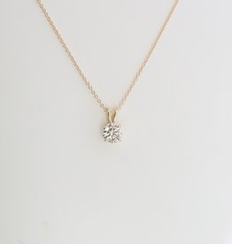 American Jewelry 14k Yellow Gold .90ctw J/VS2 EGL Round Brilliant Diamond Solitaire Necklace