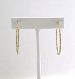 American Jewelry 18k Yellow Gold 2.36ctw Round Diamond Inside Out Hoop Earrings