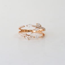 18k Rose Gold 0.73ctw Marquise and Round Diamond Open Wrap Ring (Size 7)