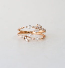 18k Rose Gold 0.73ctw Marquise and Round Diamond Open Wrap Ring (Size 7)