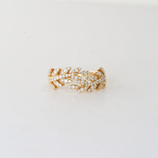 18k Yellow Gold 0.62ctw Diamond Leaf Wrap Ring (Size 7)